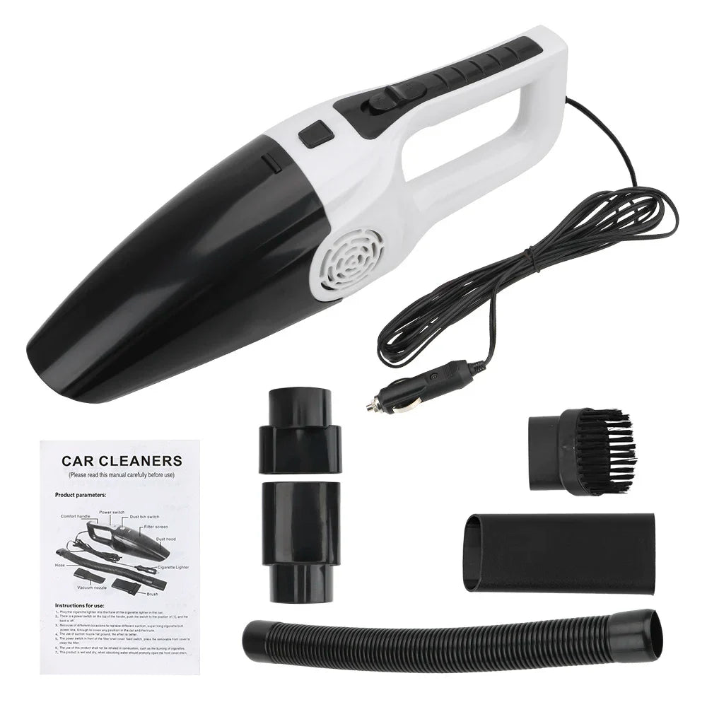 LEEPEE 12V Portable Car Vacuum Cleaner – 120W High-Power Wet & Dry Suction with 5M Cord & Multi-Brush Accessories