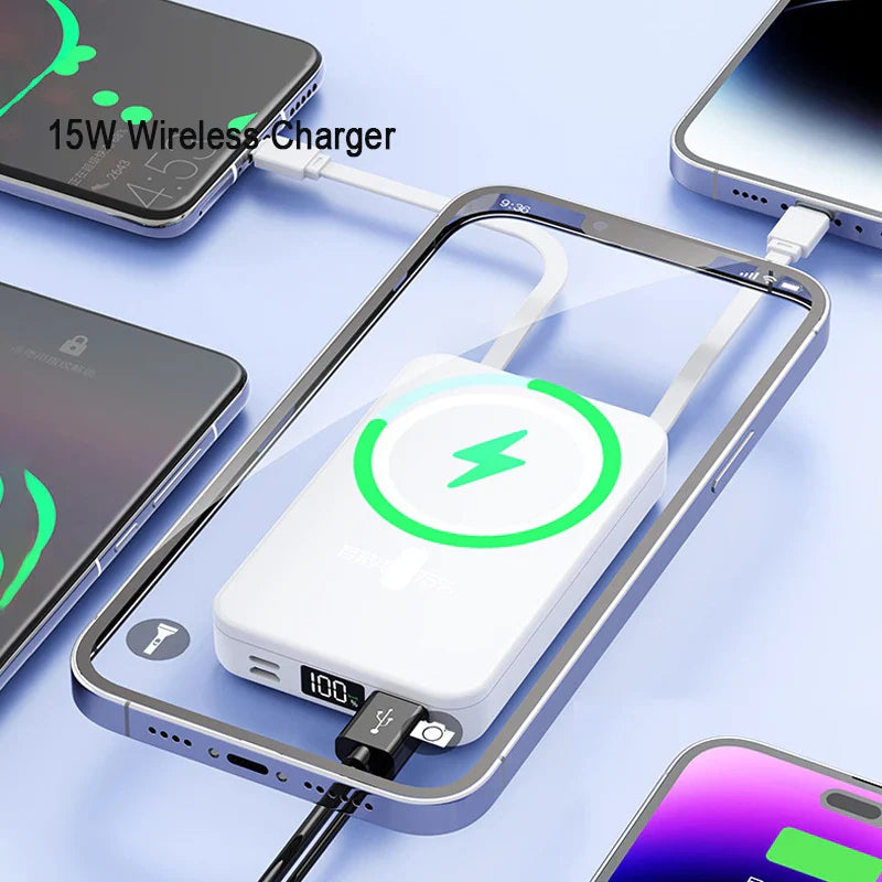 Magnetic Power Bank 20,000mAh – 15W Wireless Charger & 22.5W Fast Charging | Magnetic Portable Battery for iPhone, Samsung, Huawei, Xiaomi