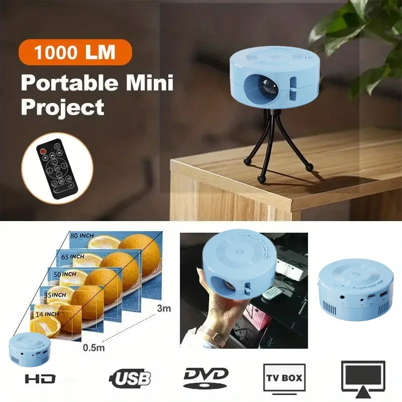 E60 Mini Projector – Full HD 1080P Portable LED Projector with High Brightness, 1000:1 Contrast & RGBA Optical Path for Home & Outdoor Cinema