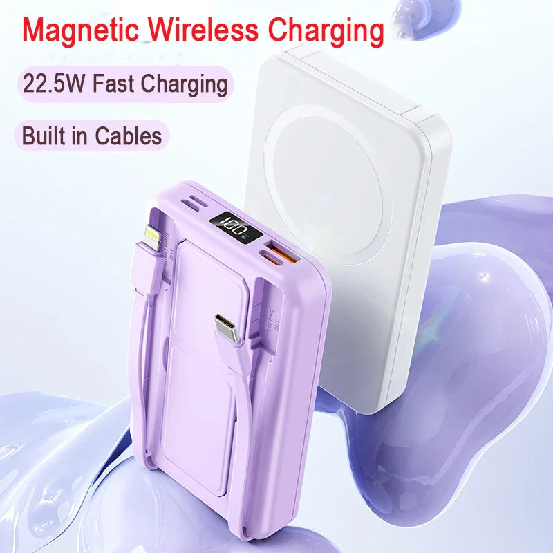 Magnetic Power Bank 20,000mAh – 15W Wireless Charger & 22.5W Fast Charging | Magnetic Portable Battery for iPhone, Samsung, Huawei, Xiaomi