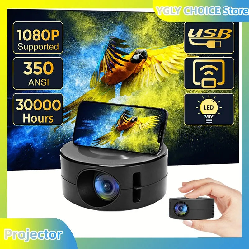 E60 Mini Projector – Full HD 1080P Portable LED Projector with High Brightness, 1000:1 Contrast & RGBA Optical Path for Home & Outdoor Cinema
