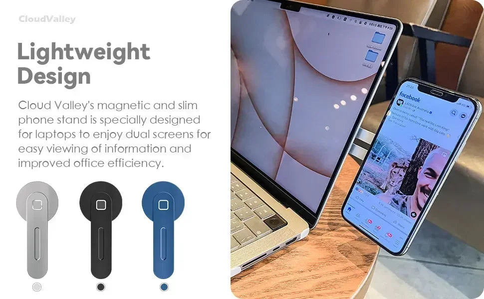 Magnetic Laptop Phone Holder – Slim & Foldable Dual-Screen Monitor Mount for iPhone & All Smartphones
