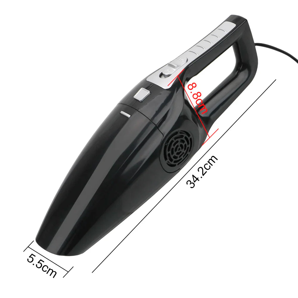 LEEPEE 12V Portable Car Vacuum Cleaner – 120W High-Power Wet & Dry Suction with 5M Cord & Multi-Brush Accessories