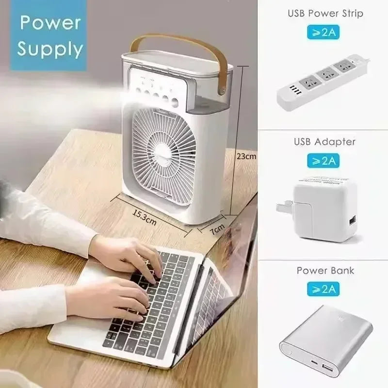 Mini Desk Air Cooler with USB Charging – Compact Personal Fan for Home & Office