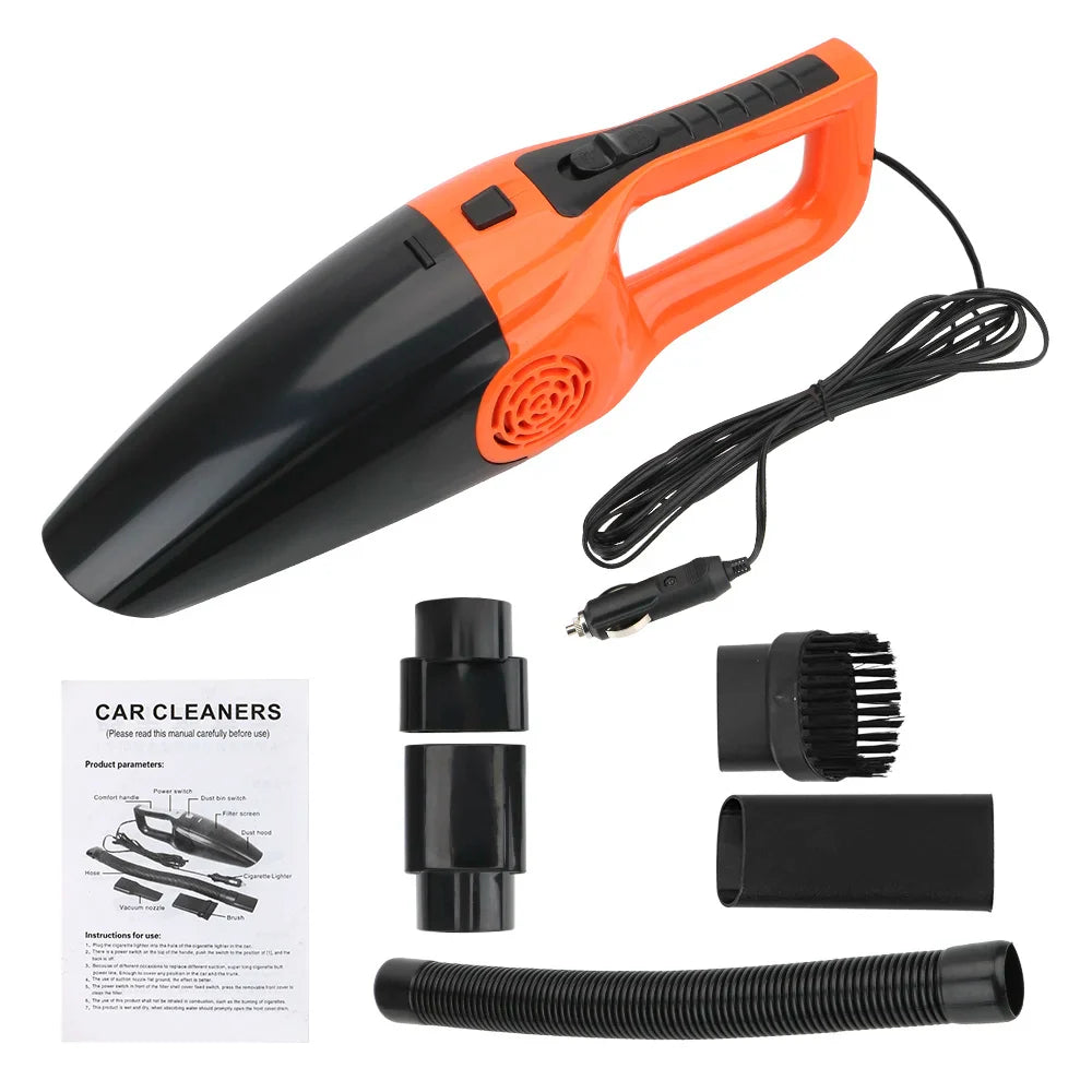 LEEPEE 12V Portable Car Vacuum Cleaner – 120W High-Power Wet & Dry Suction with 5M Cord & Multi-Brush Accessories